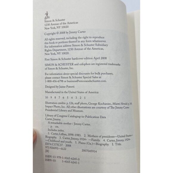 President Jimmy Carter Signed Book A Remarkable Mother Hardback DJ JSA COA - Picture 7 of 8